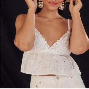 Anthropologie Eyelet Tie Back Tank Top
